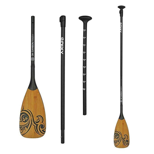 Adjustable 100% Carbon Fiber Pro SUP Paddle with Bamboo Design - 3PC (1 Paddle)